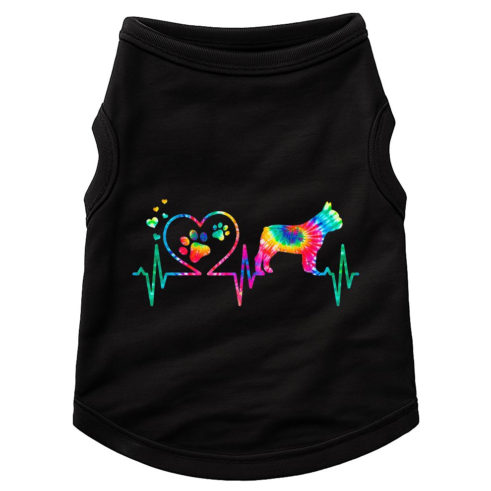 Frenchie French Bulldog Mom Dad Heartbeat Tie Dye Dog Gift Doggie Tank