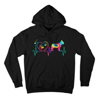 Frenchie French Bulldog Mom Dad Heartbeat Tie Dye Dog Gift Hoodie