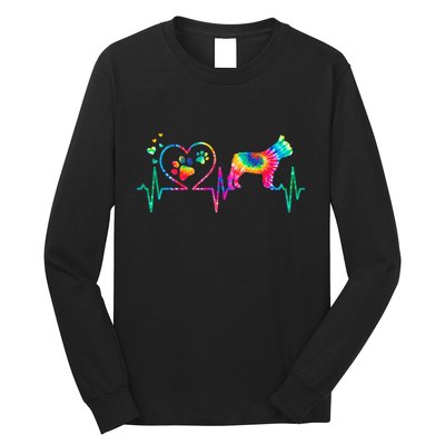 Frenchie French Bulldog Mom Dad Heartbeat Tie Dye Dog Gift Long Sleeve Shirt