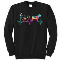 Frenchie French Bulldog Mom Dad Heartbeat Tie Dye Dog Gift Sweatshirt