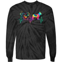 Frenchie French Bulldog Mom Dad Heartbeat Tie Dye Dog Gift Tie-Dye Long Sleeve Shirt