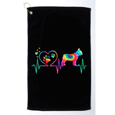 Frenchie French Bulldog Mom Dad Heartbeat Tie Dye Dog Gift Golf Towel