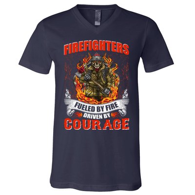 Firefighters Fueled By Fire Driven By Courage V-Neck T-Shirt