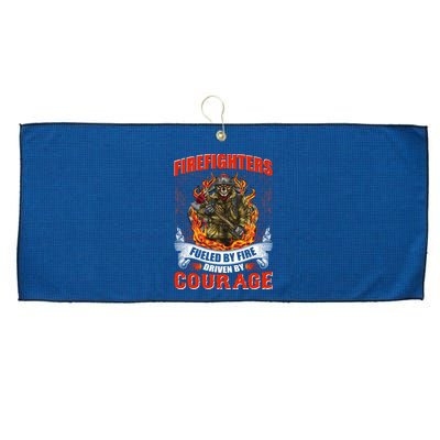 Firefighters Fueled By Fire Driven By Courage Large Microfiber Waffle Golf Towel