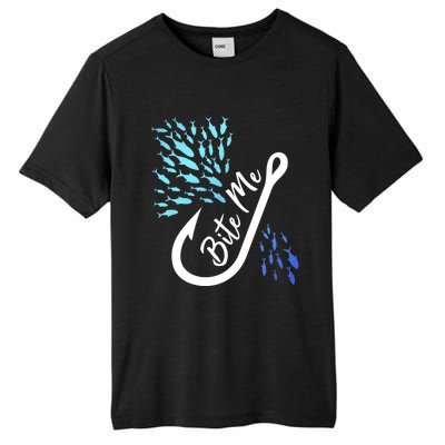 Fishing Fisher Bite Me Funny Gift Fish Design Idea Design Gift Tall Fusion ChromaSoft Performance T-Shirt