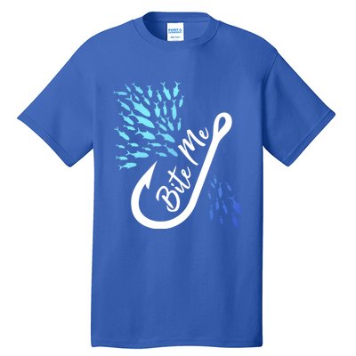 Fishing Fisher Bite Me Funny Gift Fish Design Idea Design Gift Tall T-Shirt