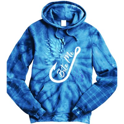 Fishing Fisher Bite Me Funny Gift Fish Design Idea Design Gift Tie Dye Hoodie