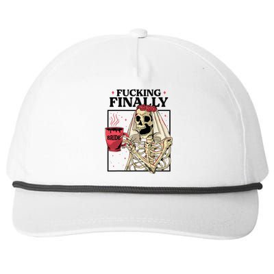 Fucking Finally Bride Or Die Death Do Us Bachelorette Party Snapback Five-Panel Rope Hat