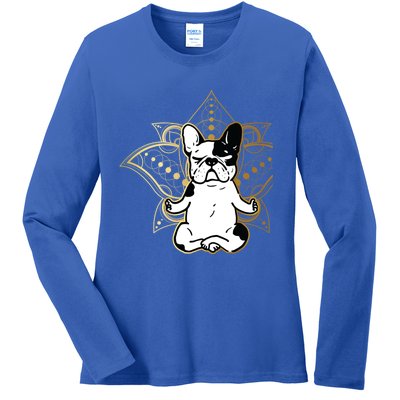 Funny French Bulldog Frenchie Yoga Dog Lovers Great Gift Ladies Long Sleeve Shirt