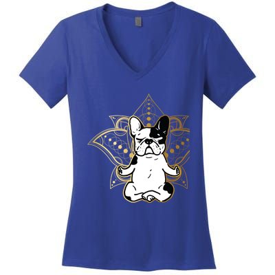 Funny French Bulldog Frenchie Yoga Dog Lovers Great Gift Women's V-Neck T-Shirt