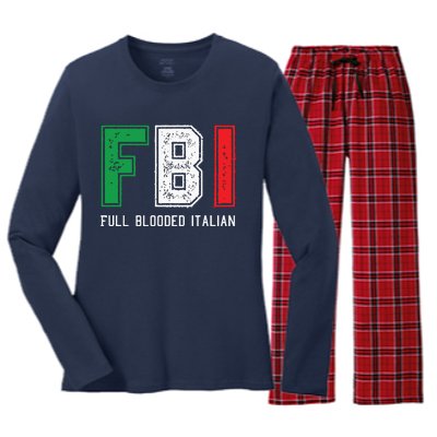 FBI Full Blooded Italian Shirts For Proud Italians Women's Long Sleeve Flannel Pajama Set 