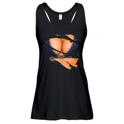 Funny Fake Bikini Body And Boobs Costume Ladies Essential Flowy Tank