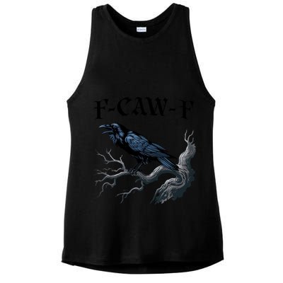 F-Caw-F Funny Black Bird Black Crow Ladies PosiCharge Tri-Blend Wicking Tank