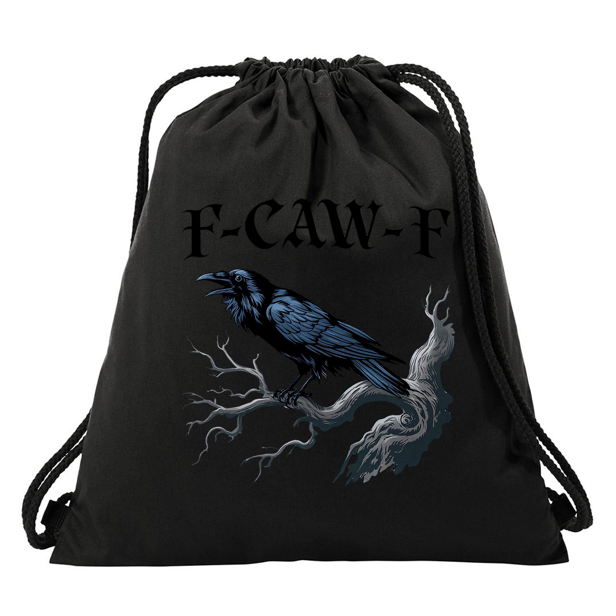 F-Caw-F Funny Black Bird Black Crow Drawstring Bag