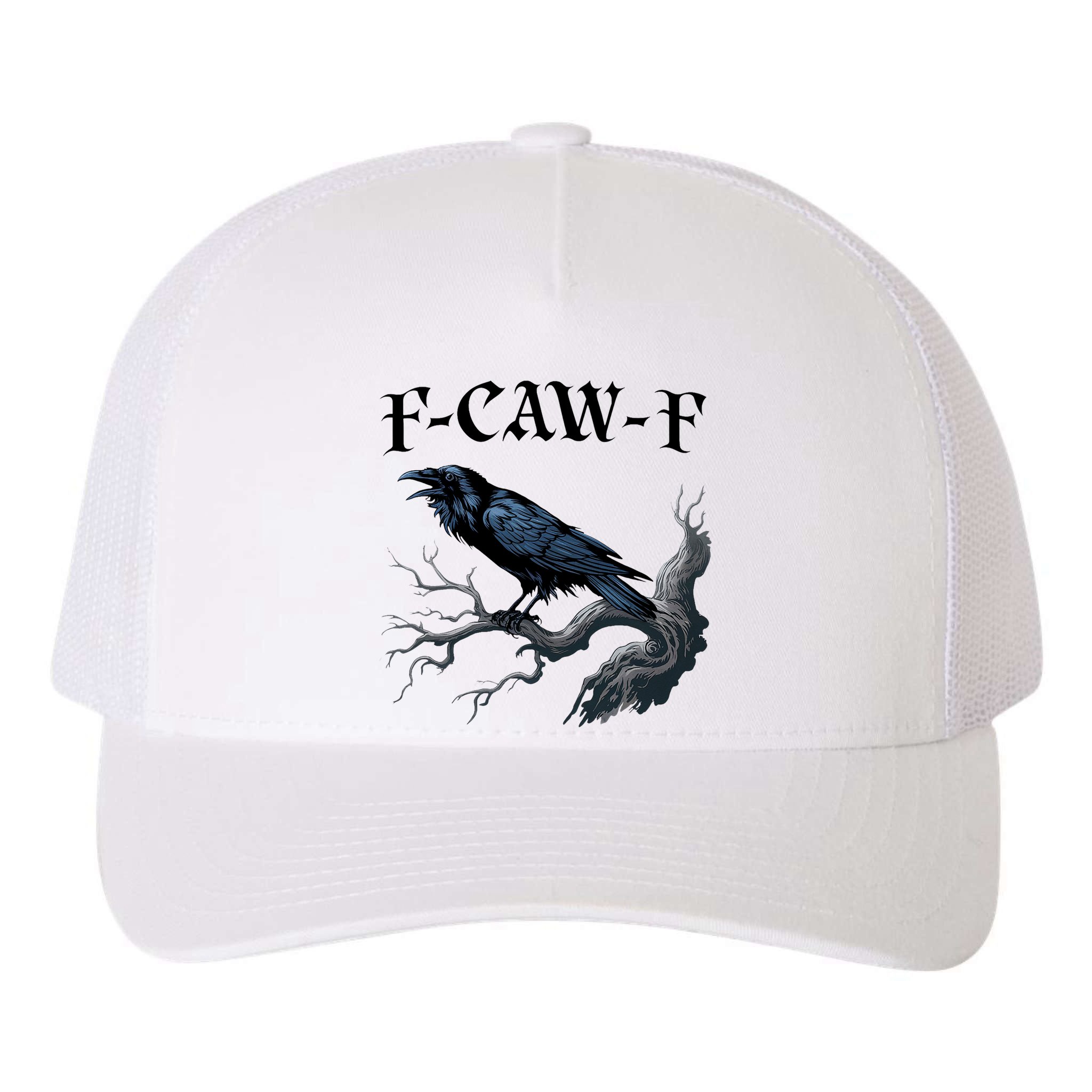 F-Caw-F Funny Black Bird Black Crow Yupoong Adult 5-Panel Trucker Hat
