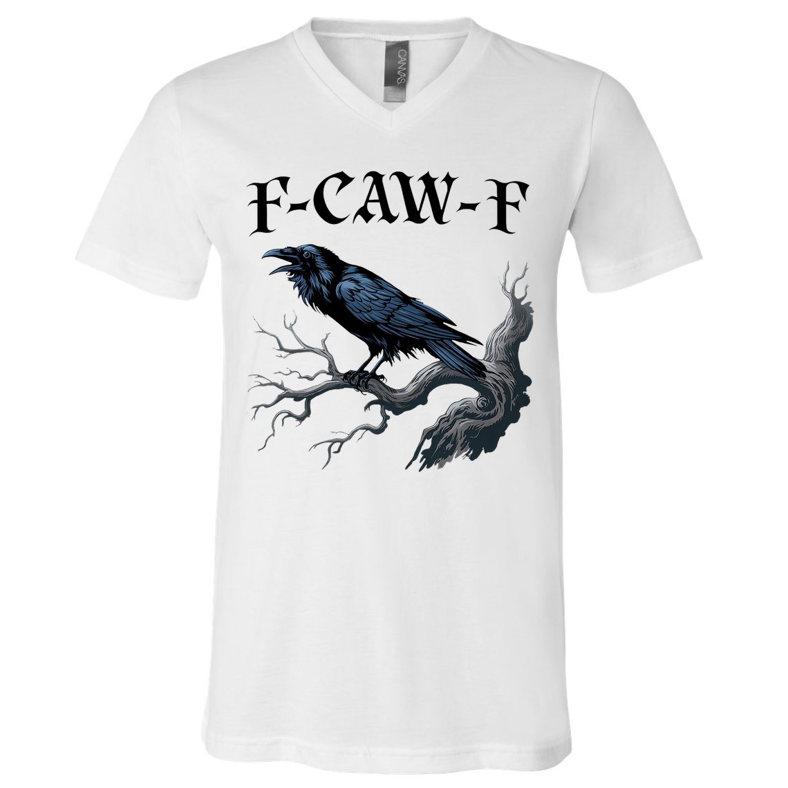 F-Caw-F Funny Black Bird Black Crow V-Neck T-Shirt