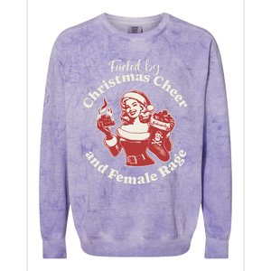 Funny Fueled By Christmas Cheer And Female Rage Patriarchy Gift Colorblast Crewneck Sweatshirt