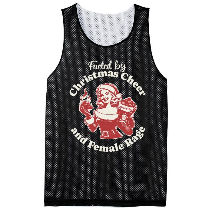 Funny Fueled By Christmas Cheer And Female Rage Patriarchy Gift Mesh Reversible Basketball Jersey Tank