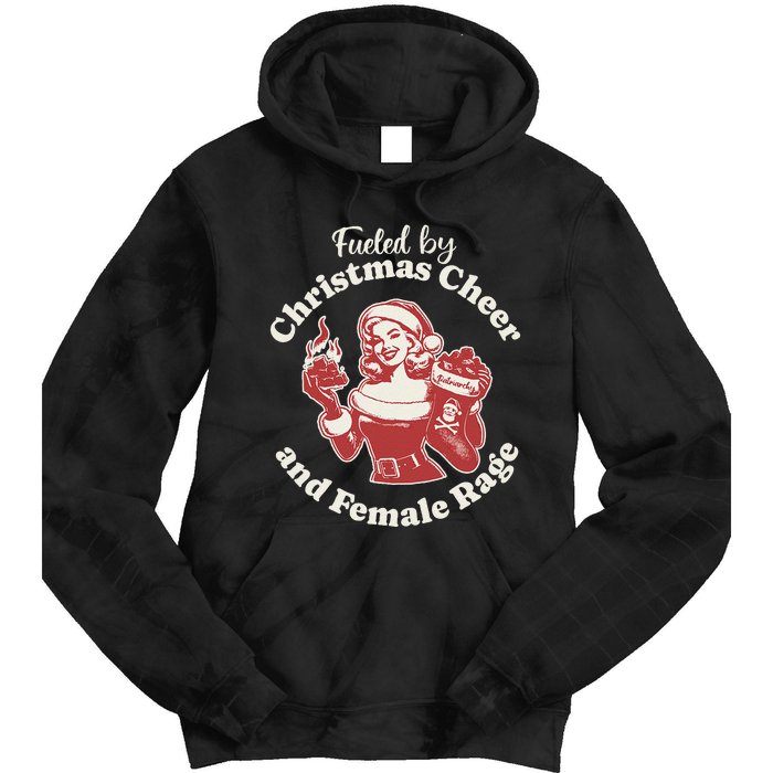 Funny Fueled By Christmas Cheer And Female Rage Patriarchy Gift Tie Dye Hoodie