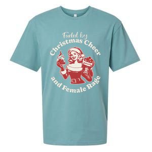 Funny Fueled By Christmas Cheer And Female Rage Patriarchy Gift Sueded Cloud Jersey T-Shirt