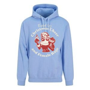 Funny Fueled By Christmas Cheer And Female Rage Patriarchy Gift Unisex Surf Hoodie