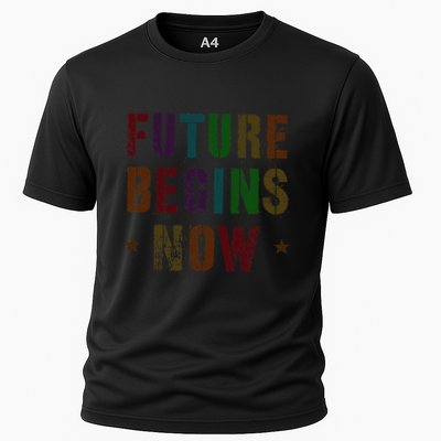 Funny Future Begins Now I Teach Educational I Teach Cooling Performance Crew T-Shirt