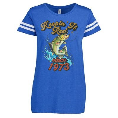 Funny Fishing Birthday Since 1973 Keepin It Reel Enza Ladies Jersey Football T-Shirt