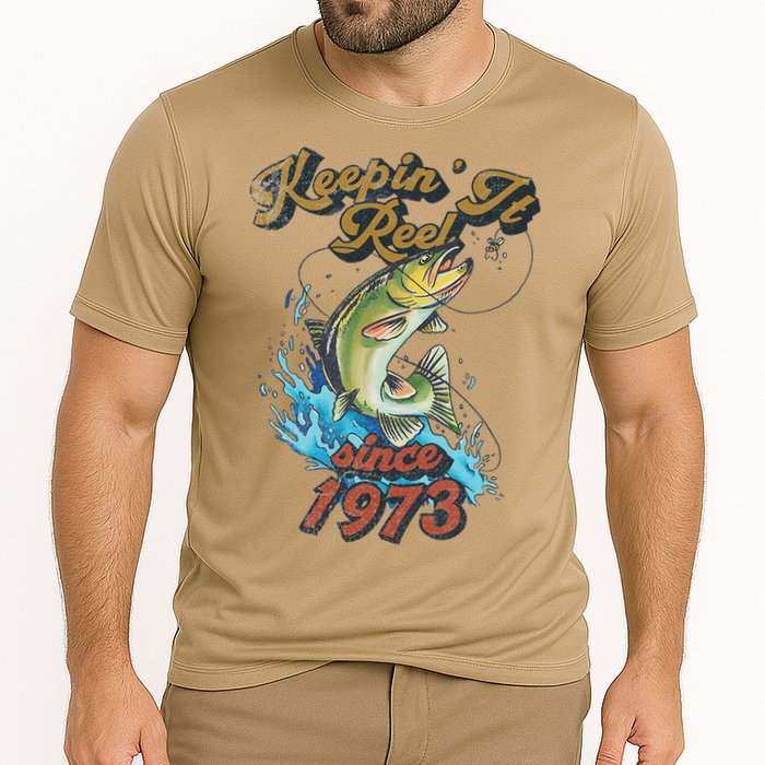 Funny Fishing Birthday Since 1973 Keepin It Reel Cooling Performance Crew T-Shirt