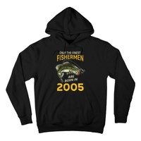 Finest Fisherman Born In 2005 Vintage Funny Fishing Birthday Hoodie