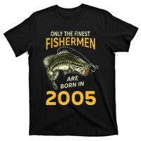 Finest Fisherman Born In 2005 Vintage Funny Fishing Birthday T-Shirt