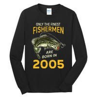 Finest Fisherman Born In 2005 Vintage Funny Fishing Birthday Tall Long Sleeve T-Shirt