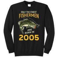 Finest Fisherman Born In 2005 Vintage Funny Fishing Birthday Tall Sweatshirt