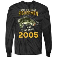 Finest Fisherman Born In 2005 Vintage Funny Fishing Birthday Tie-Dye Long Sleeve Shirt