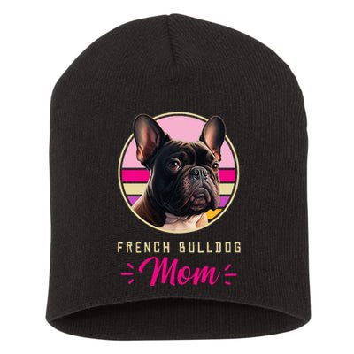 Funny French Bulldog Retro Outfits Clothes Frenchie Dog Mom Short Acrylic Beanie