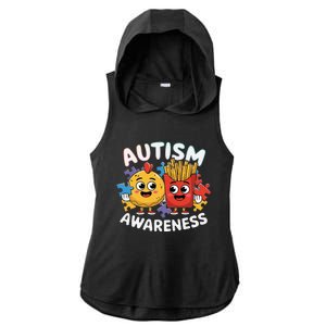 Funny Food Chicken Nugget And French Fries Autism Awarenes Ladies PosiCharge Tri-Blend Wicking Draft Hoodie Tank