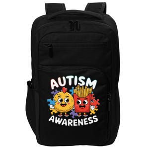 Funny Food Chicken Nugget And French Fries Autism Awarenes Impact Tech Backpack