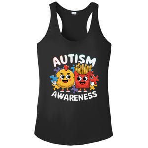 Funny Food Chicken Nugget And French Fries Autism Awarenes Ladies PosiCharge Competitor Racerback Tank