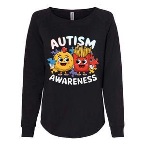 Funny Food Chicken Nugget And French Fries Autism Awarenes Womens California Wash Sweatshirt