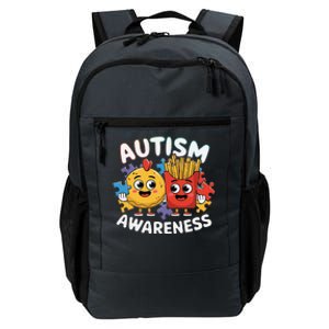 Funny Food Chicken Nugget And French Fries Autism Awarenes Daily Commute Backpack