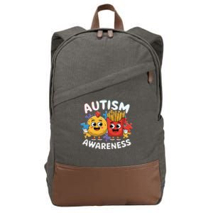 Funny Food Chicken Nugget And French Fries Autism Awarenes Cotton Canvas Backpack