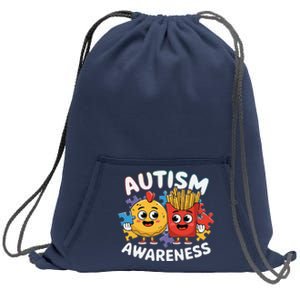 Funny Food Chicken Nugget And French Fries Autism Awarenes Sweatshirt Cinch Pack Bag