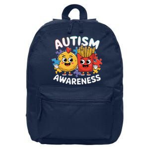 Funny Food Chicken Nugget And French Fries Autism Awarenes 16 in Basic Backpack