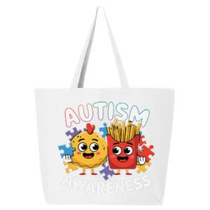 Funny Food Chicken Nugget And French Fries Autism Awarenes 25L Jumbo Tote