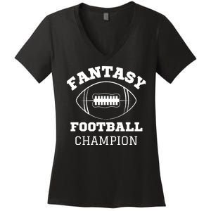 Fantasy Football Champion, Funny Fantasy Football, Funny Draft Women's V-Neck T-Shirt