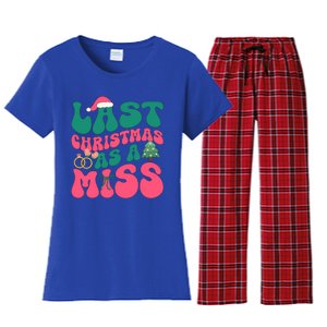 Funny Fiancee Christmas My Last Christmas As A Miss Bride Gift Women's Flannel Pajama Set