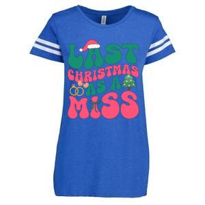 Funny Fiancee Christmas My Last Christmas As A Miss Bride Gift Enza Ladies Jersey Football T-Shirt