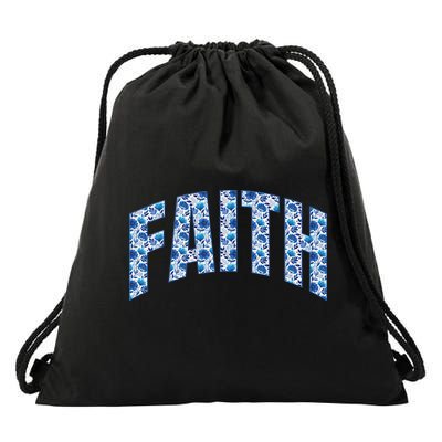 Floral Faith Christian Belief Inspiration Hope Drawstring Bag
