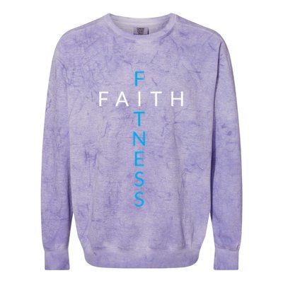 Faith Fitness Cross Christian Workout Modern Gym Love Colorblast Crewneck Sweatshirt