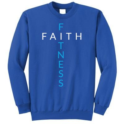 Faith Fitness Cross Christian Workout Modern Gym Love Tall Sweatshirt