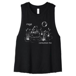 Funny Frog Consumes Me Rage Frog Women's Racerback Cropped Tank